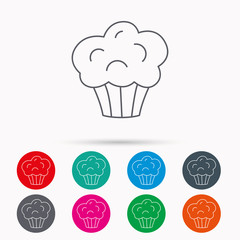 Muffin icon. Cupcake dessert sign.
