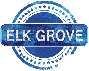 elk grove grunge blue stamp. Isolated on white.