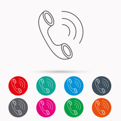 Phone icon. Call sign.