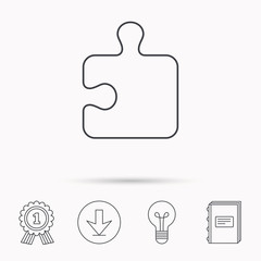 Puzzle icon. Jigsaw logical game sign.