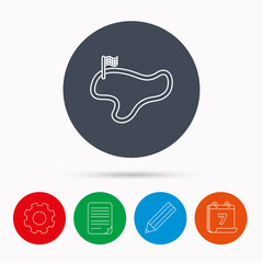 Race track or lap icon. Finish flag sign.