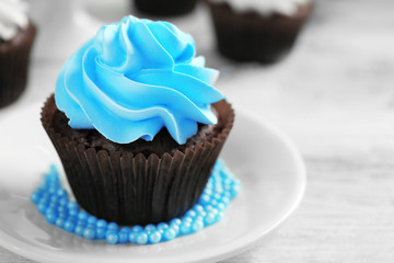 Cupcakes on wooden table