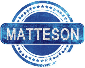 matteson grunge blue stamp. Isolated on white.