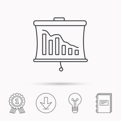 Statistic icon. Presentation board sign.