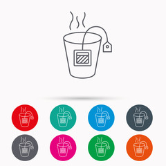 Tea bag icon. Natural hot drink sign.