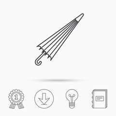 Umbrella icon. Water protection sign.