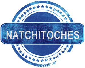 natchitoches grunge blue stamp. Isolated on white.