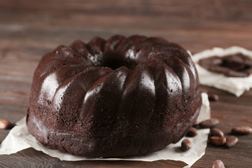 Chocolate muffin cake, on the table