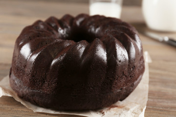 Chocolate muffin cake, on the table