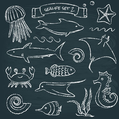 Naklejka premium Sealife chalkboard set 2