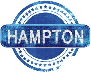 hampton grunge blue stamp. Isolated on white.