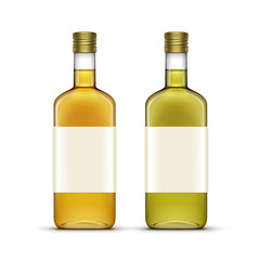 Vector Set of Alcohol Beverages Drinks Whiskey Oil Glass Bottles