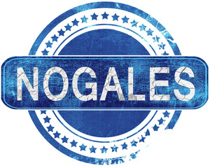 nogales grunge blue stamp. Isolated on white.