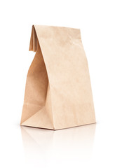 paper kraft shopping bag isolated on white background
