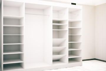 Fototapeta na wymiar White cupboard interior
