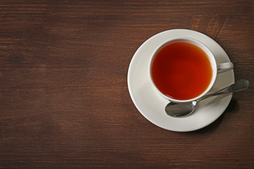 Cup of tea on wooden table