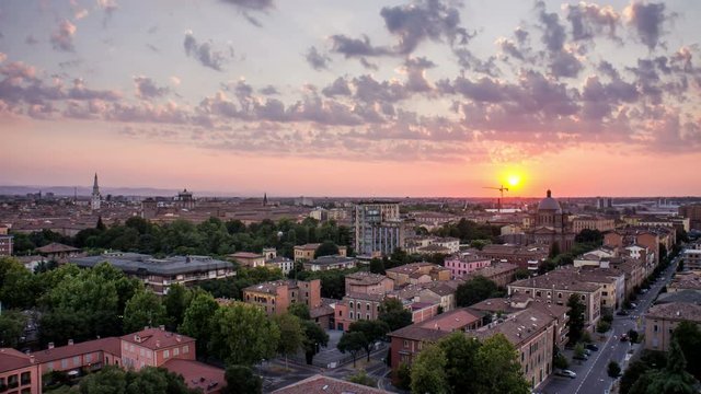 modena skyline from day to night time lapse city lighting up