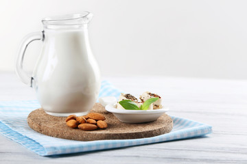 Conception of dairy food on table