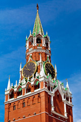 Spasskaya tower on Red square in Moscow, Russia