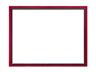 Red wooden picture photo frame isolated on white background