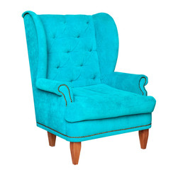 Blue textile chair isolated on white background