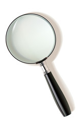 Magnifying glass isolated on white with soft shadow