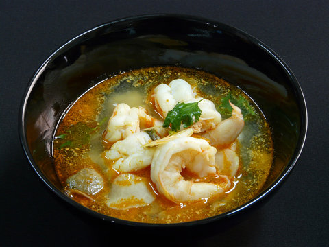  amazing thai food - tom yum kung - thai spicy soup with shrimps