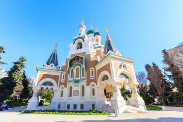 Fototapeta na wymiar Russian Orthodox Cathedral in Nice