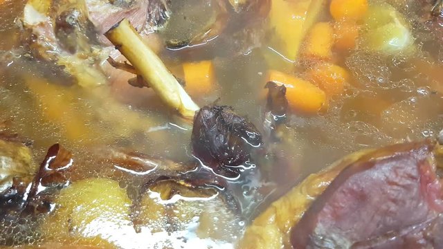 Lamb shanks inside a lamb stew, at a restaurants eastern menu