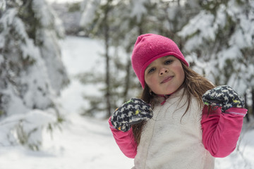Portrait of a little girl  in winter