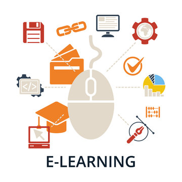 E-learning concept. Vector illustration.