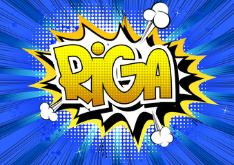 Riga - Comic book style word.