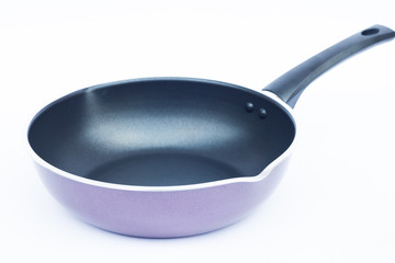 Non stick frying pan on white background
