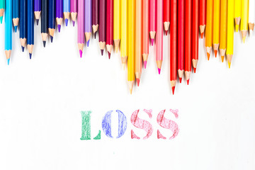 Loss drawing by colour pencils