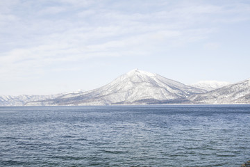 Lake Shikotsu in winter.