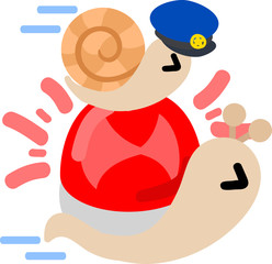 Pretty snails which do the figure of the police