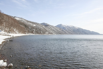 Lake Shikotsu in winter.