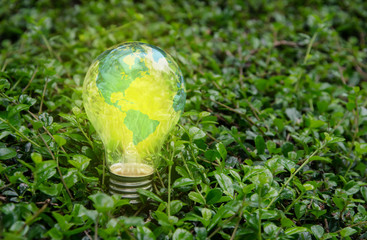 World lamp bright on green nature,America
