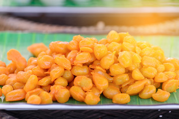 Medkanhoon, Thai dessert made from eggs and mung beans.