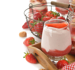 Strawberry mousse in a glass