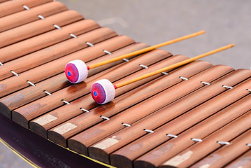 Closeup of alto xylophone, Thai instrument.