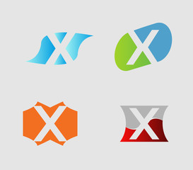 Set of alphabet symbols and elements of letter X, such a logo

