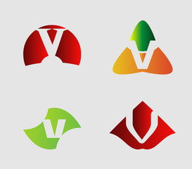 Letter V logo set
