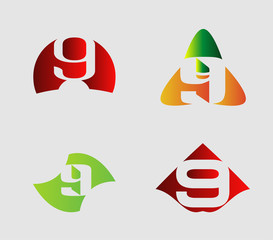 Number nine 9 logo icon template elements
