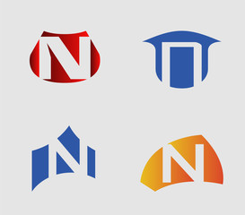 Letter N logo. Alphabet vector logotype design set
