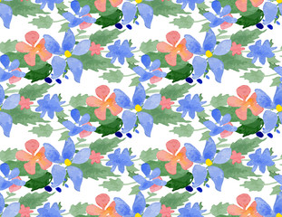 Fototapeta na wymiar Vector illustration - Seamless pattern with watercolor flowers