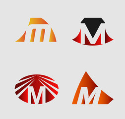 Vector illustration of abstract icons based on the letter M
