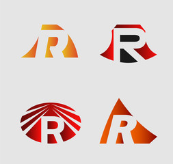 Vector illustration of abstract icons based on the letter R
