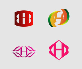 Letter H Company logo icon template set
