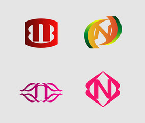Set of Letter N logo
